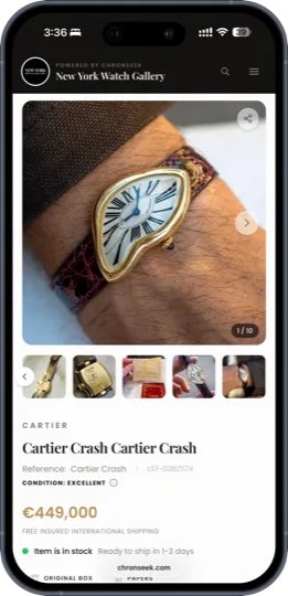A watch detail on the dealer's mobile showroom